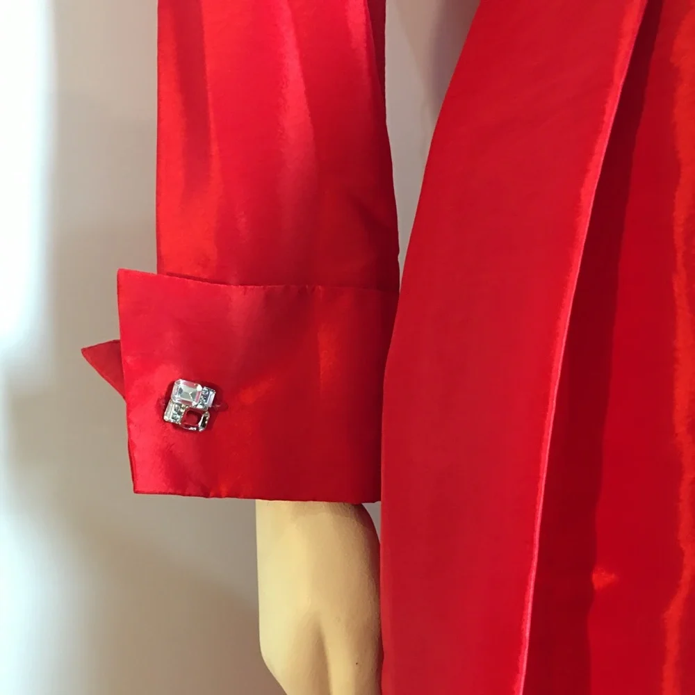 Vintage 1950s Fit & Flare Red Dress Dolman Sleeves - Picture 3 of 7